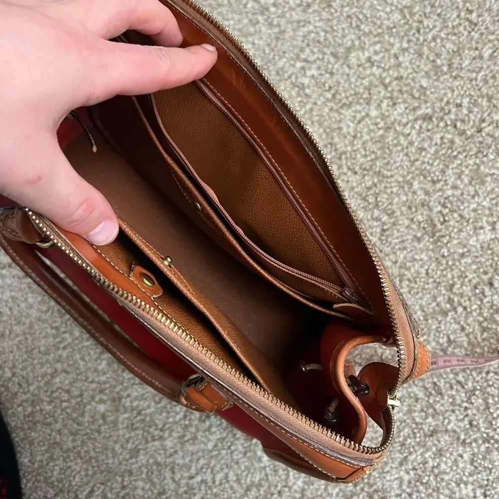Vintage Dooney & Bourke red pebbled leather satchel purse